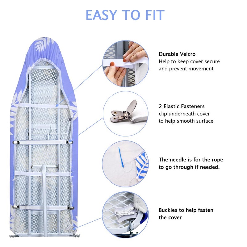 SheeChung 14x42 Inch Over-The-Door Ironing Board Replacement Pad/Cover,100% Cotton Iron Board Cover and Heavy-Duty Extra Thick Pad,Resists Scorching and Staining,Snug fit Ironing Board Cover - Image 4